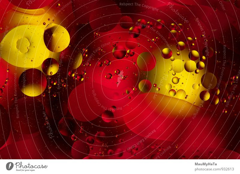 abstrakte Formen mit Flüssigkeiten Design Wissenschaften Natur Tropfen gelb Kreativität Erdöl Wasser Schaumblase Hintergründe gold erleuchten Hintergrund