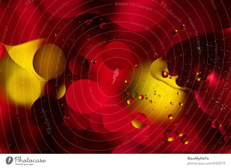 abstrakte Formen mit Flüssigkeiten Design Wissenschaften Natur Tropfen gelb Kreativität Erdöl Wasser Schaumblase Hintergründe gold erleuchten Hintergrund