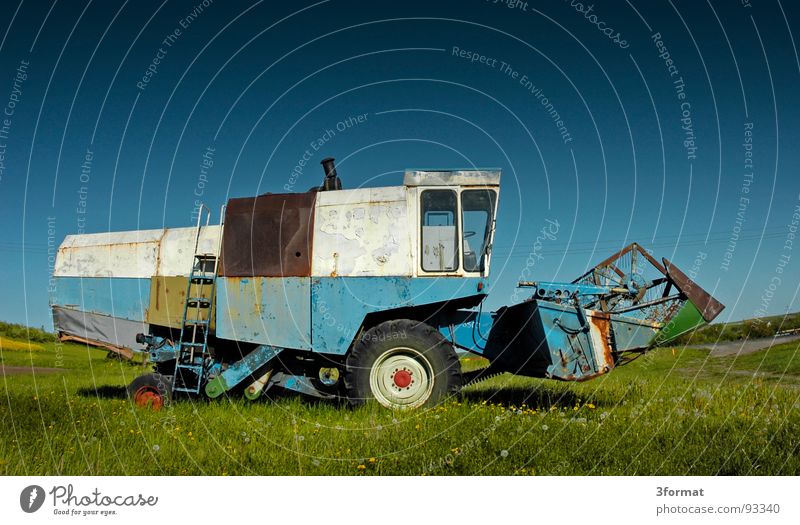 drescher03 Ähren Mähdrescher Maschine Landleben Feld Weizen Landwirtschaft Dorf Osten Sachsen-Anhalt Arbeit & Erwerbstätigkeit Mehl grün Pflanze Löwenzahn Wiese