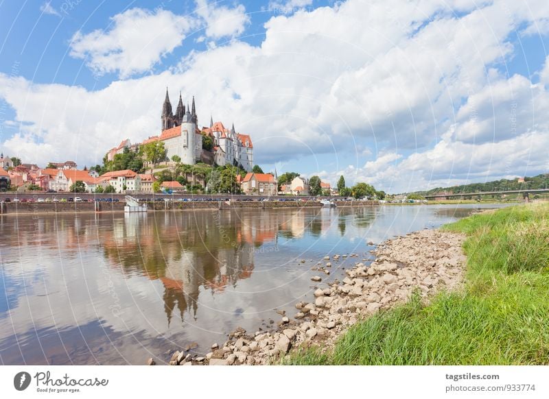 MEISSEN Meissen Sachsen Porzellan Albrechtsburg Burg oder Schloss Festung historisch Elbe Ferien & Urlaub & Reisen Postkarte Fluss Deutschland