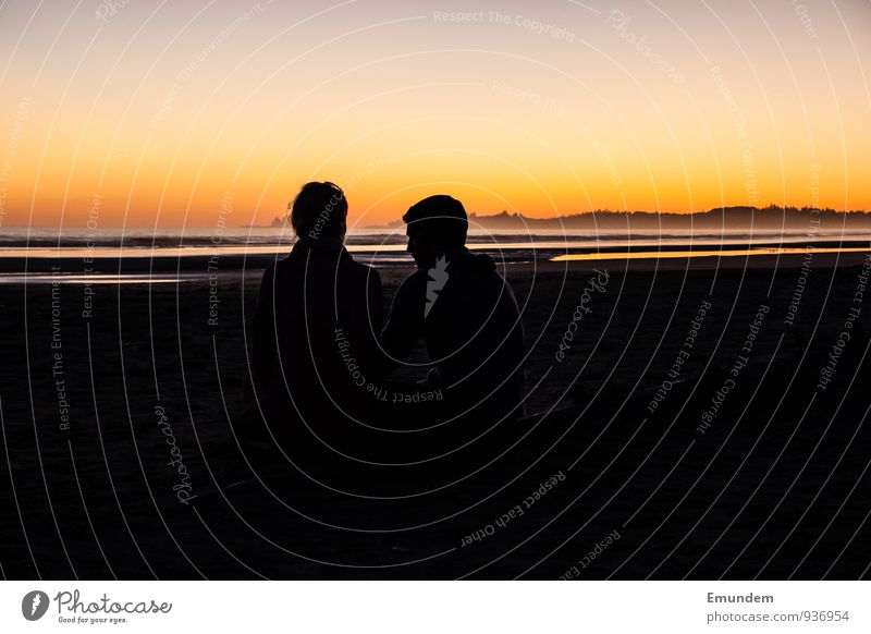 Zwei Sommer Strand Meer Natur Himmel Sonnenaufgang Sonnenuntergang Schönes Wetter Pazifikstrand Tofino Kanada Nordamerika Geborgenheit Romantik Erholung