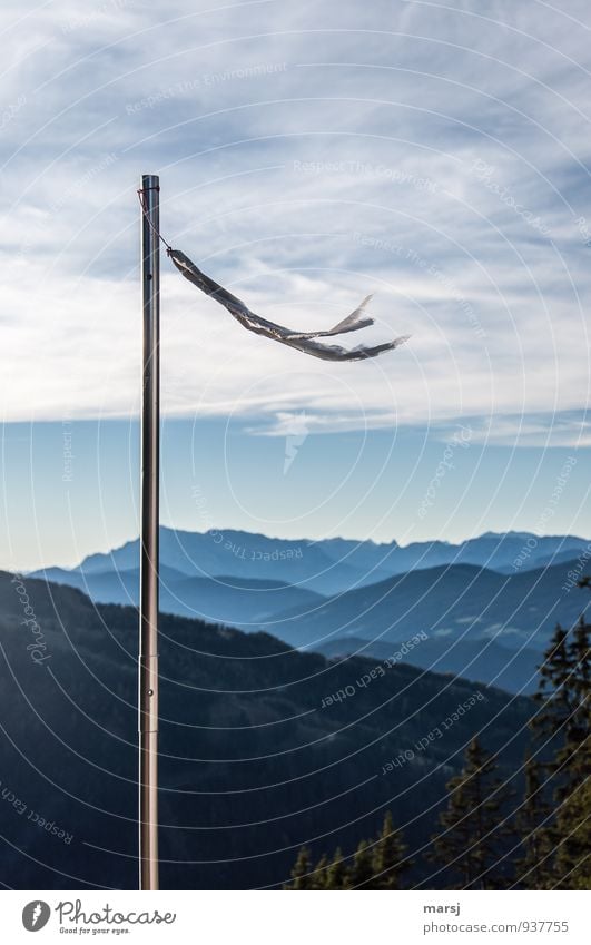 Süd Südwest Flugsportarten Windsack Windfahne Natur Himmel Wolken Sommer Herbst Schönes Wetter Hügel Alpen Berge u. Gebirge Stahl dünn einfach Unendlichkeit