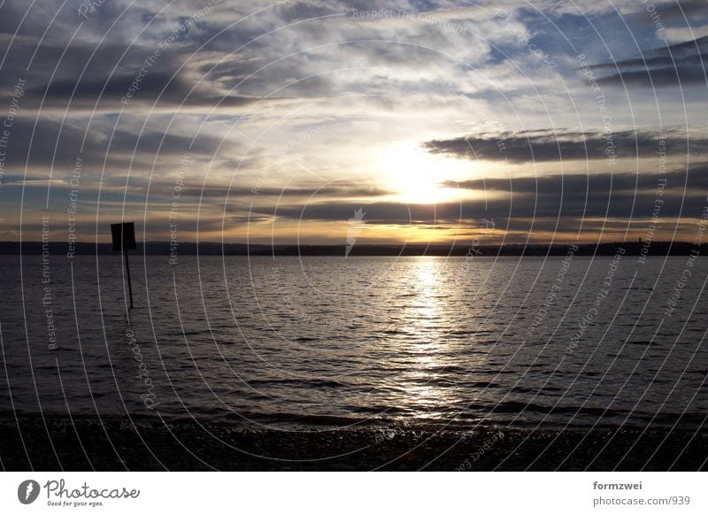 Sonnenuntergang@theSea Wolken See Natur Berge u. Gebirge Spiegelung. Schild Wasser