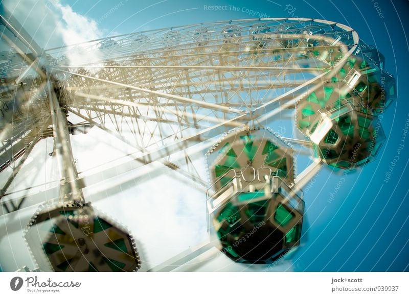 doppelte Pirouette Riesenrad rund Halbkreis drehen Originalität Wärme Geschwindigkeit Nostalgie Drehung Doppelbelichtung schwungvoll Schwerkraft Illusion