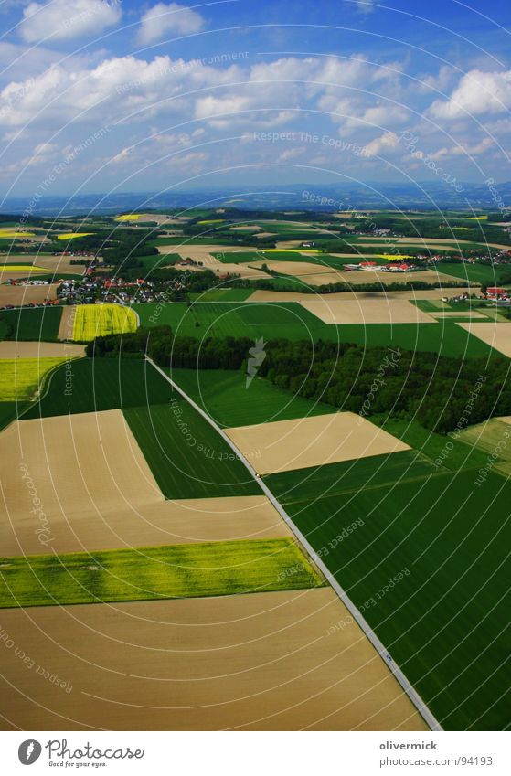 what a wonderful world Raps Rapsfeld Feld grün gelb Wolken Symmetrie schön Himmel blau mehrfarbig