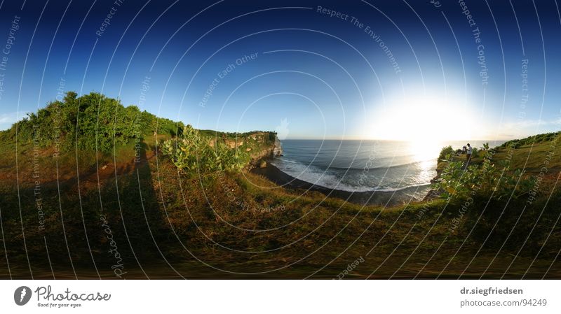 Sunset near Uluwatu temple Bali Sonnenuntergang Panorama (Aussicht) Himmel Wahrzeichen Denkmal Gotteshäuser uluwatu 360 sky sea groß Panorama (Bildformat)