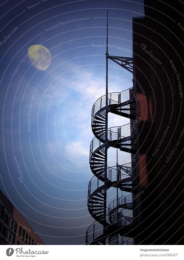 Moonshadow Alte Speicherstadt Nacht mystisch dunkel Nachthimmel Himmelskörper & Weltall Mond blau Treppe