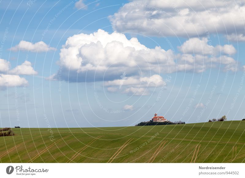 Wachsenburg Natur Landschaft Himmel Wolken Sommer Schönes Wetter Feld Burg oder Schloss Bauwerk Gebäude Architektur Sehenswürdigkeit Wahrzeichen Tourismus