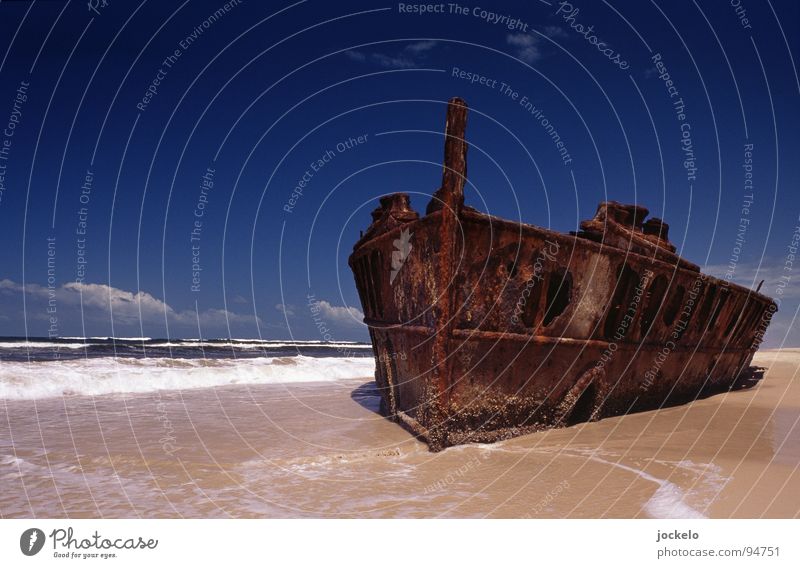 Moheno Australien Fraser Island Wasserfahrzeug Strand Pol- Filter See Schifffahrt Sandinsel Insel Schiffswrack Mehr Himmel blau Paradies jomam