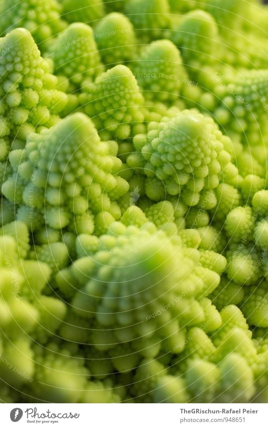 Gemüselandschaft Lebensmittel gelb grün schwarz essbar Romanesco Traumland Muster perfekt edel roh Berge u. Gebirge Farbfoto Nahaufnahme Makroaufnahme Essen