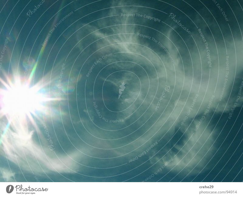 Sonnenschnuppe Wolken Kumulus Sommer heiß grün Himmel blau