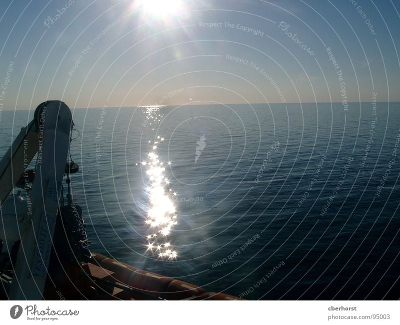 Sonnenuntergang auf hoher See Meer Horizont Wasserfahrzeug Himmel Beleuchtung