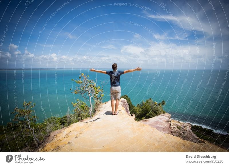 Be free Ferien & Urlaub & Reisen Abenteuer Ferne Freiheit Sommer Sommerurlaub Sonne Meer maskulin Junger Mann Jugendliche Körper 1 Mensch Natur Landschaft