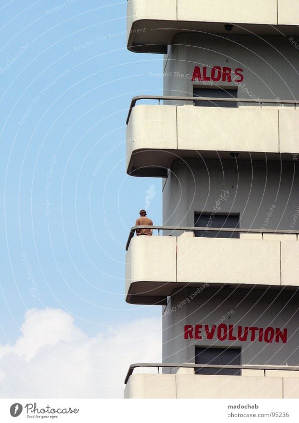 ALORS REVOLUTION Himmel Wächter Wachdienst Sightseeing stehen Einsamkeit Pause Sommer Mann Kerl Mensch Student Balkon Beton Open Air Luft Unendlichkeit Bremen