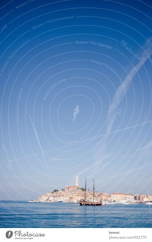 Rovinj II Ferien & Urlaub & Reisen Tourismus Ausflug Wasser Himmel Sonnenlicht Sommer Schönes Wetter Bucht Meer Hafenstadt Istrien Kroatien Stadt Altstadt Haus