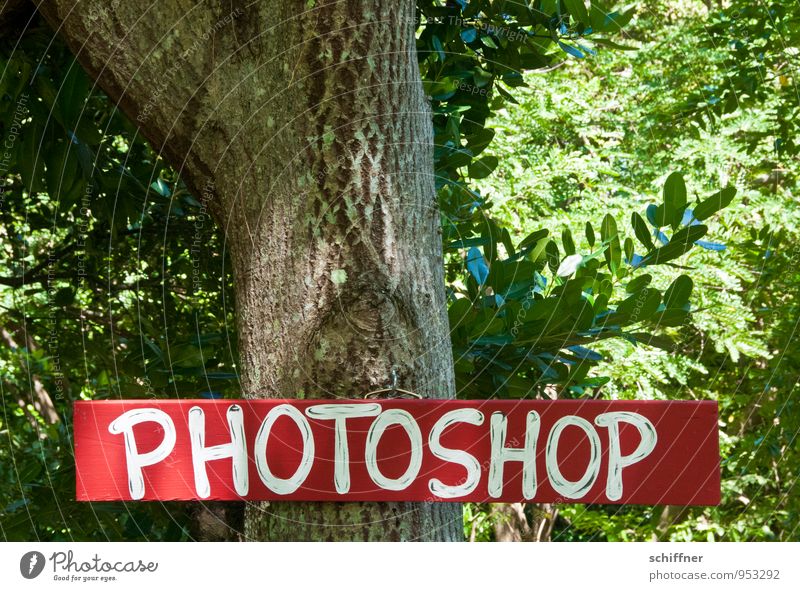 Schleichwerbung Zeichen Schriftzeichen Schilder & Markierungen grün rot weiß Bildbearbeitung Fotografie Fotogeschäft selbstgemacht Nachbildung falsch