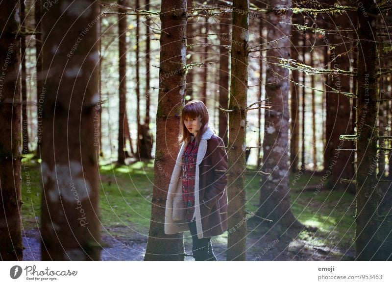 Wald feminin Junge Frau Jugendliche 1 Mensch 18-30 Jahre Erwachsene Umwelt Natur Landschaft natürlich positiv Farbfoto Außenaufnahme Tag Oberkörper