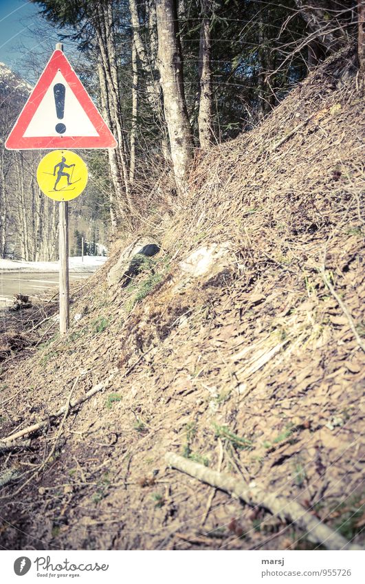 Zu früh? Freizeit & Hobby Winter Winterurlaub Sport Wintersport Skilanglauf Verkehrszeichen Verkehrsschild Zeichen Schilder & Markierungen Hinweisschild