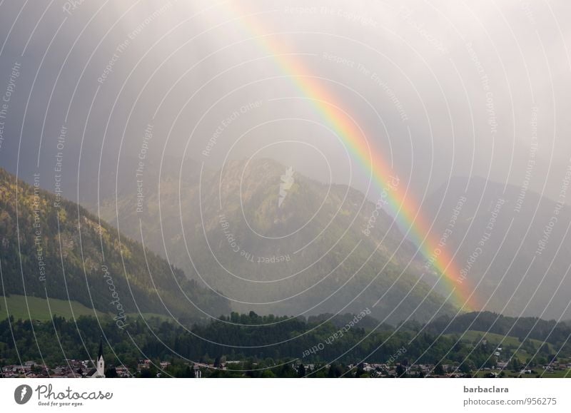 Viel Glück im neuen Jahr Landschaft Alpen Berge u. Gebirge Regenbogen Oberstdorf Dorf Gefühle Stimmung Sehnsucht Farbe Hoffnung Natur Sinnesorgane träumen Ferne