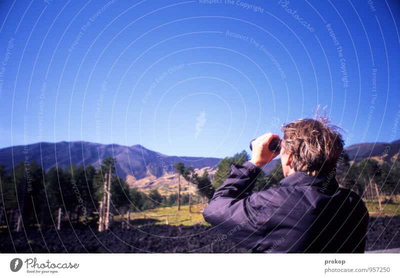 Ätna Ferien & Urlaub & Reisen Tourismus Ausflug Mensch maskulin Junger Mann Jugendliche Erwachsene Kopf 1 Umwelt Natur Landschaft Urelemente Himmel