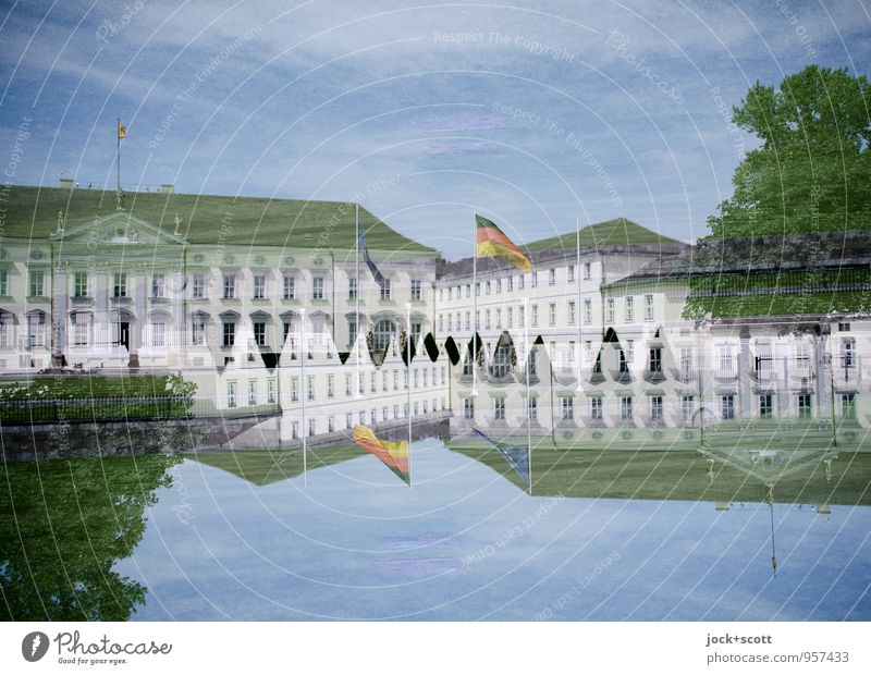 Doppelschloss Bellevue Frühklassik Himmel Tiergarten Sehenswürdigkeit Schloss Bellevue historisch Politik & Staat Irritation Doppelbelichtung Illusion