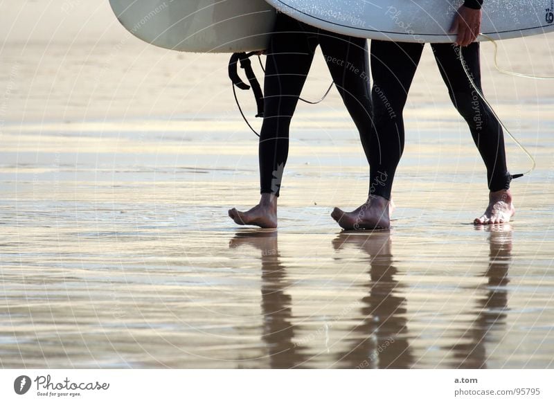 300 Meter Surfer Meer Strand Wellen Surfbrett Neopren Seignosse Atlantik Ebbe Küste Herbst Wassersport