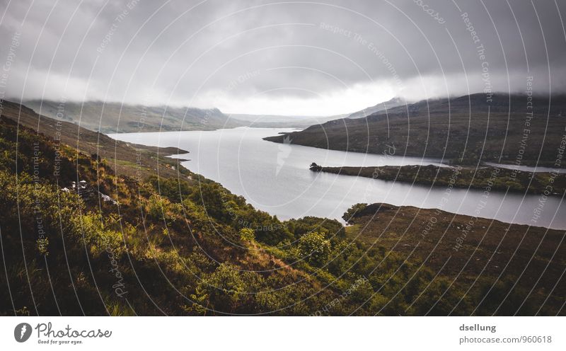 Caledonia is calling me Umwelt Natur Landschaft Wasser Himmel Wolken Frühling schlechtes Wetter Nebel Regen Wiese Hügel Küste Seeufer dunkel Unendlichkeit kalt