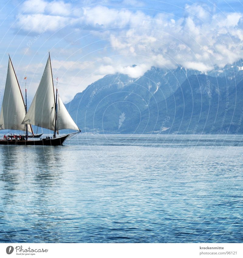 Kurs halten See Lac Lèmon Segeln Schweiz Wolken Wellen Freizeit & Hobby Sonntag ruhig Lausanne Wasserfahrzeug Reflexion & Spiegelung Segelschiff Schifffahrt