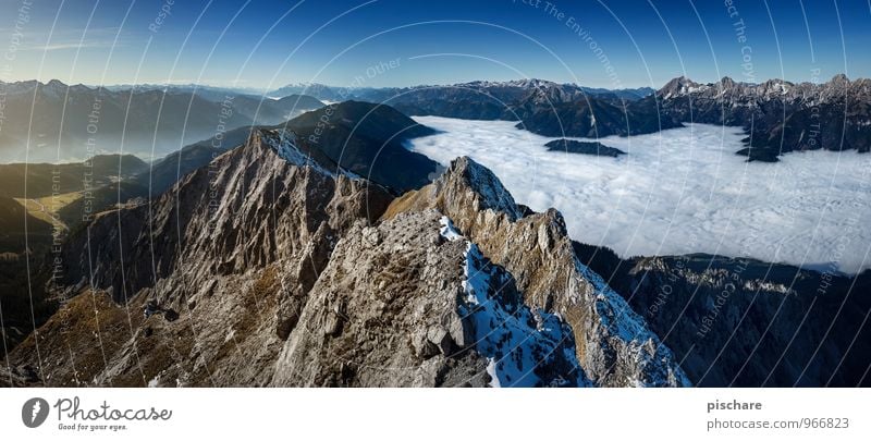 Steiermark Nebelgrenze Umwelt Natur Landschaft Wolken Herbst Schönes Wetter Berge u. Gebirge Gipfel Schneebedeckte Gipfel außergewöhnlich eckig Unendlichkeit