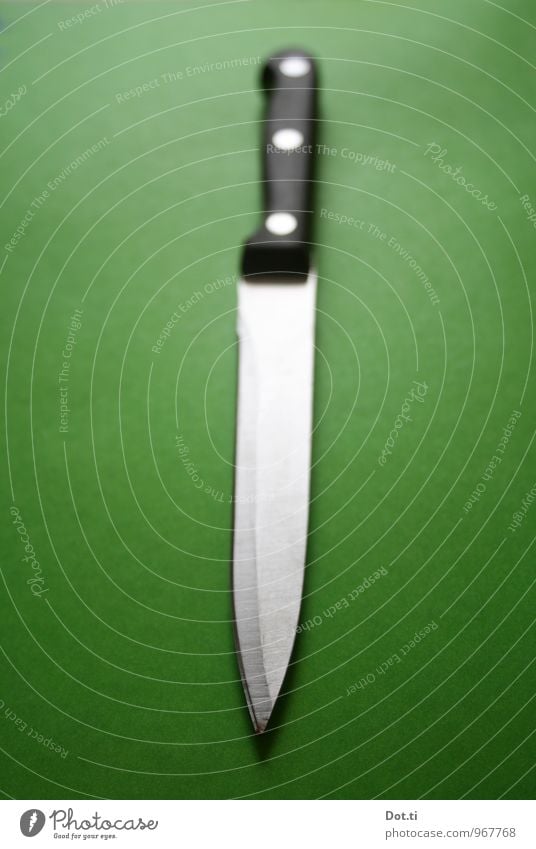 cut Messer Stahl grün silber Kochmesser Griff Kochgerät Dinge Manuelles Küchengerät Spitze Scharfer Gegenstand Farbfoto Innenaufnahme Studioaufnahme Nahaufnahme