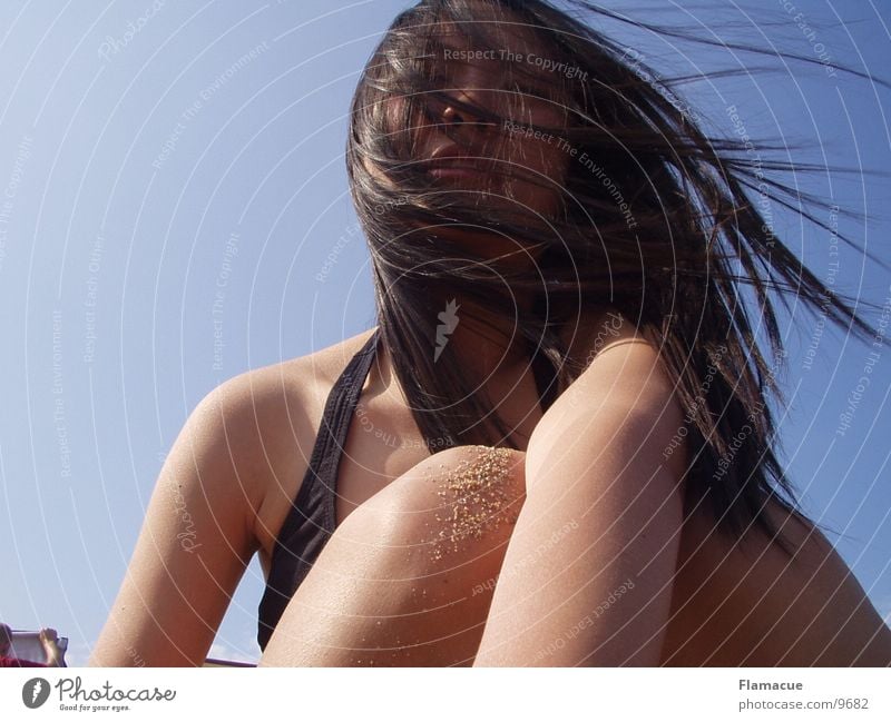 Lu Frau Strand schön Asien Haare & Frisuren Wind verführerisch Himmel