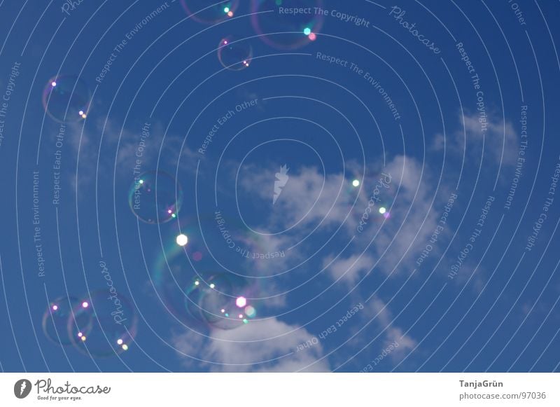 Träume Luft Seifenblase Wolken Spielzeug träumen schimmern mehrfarbig glänzend weiß Kindheitserinnerung Erinnerung Schweben Freude Himmel Sommer blasen Blase