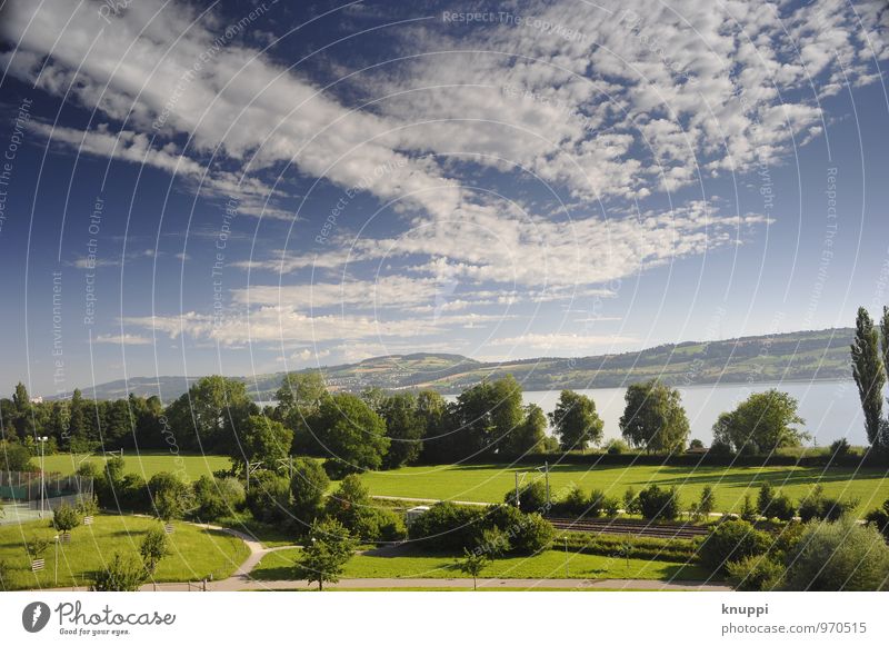 Sommer Umwelt Natur Landschaft Pflanze Luft Wasser Himmel Wolken Horizont Sonne Sonnenlicht Frühling Klima Wetter Schönes Wetter Wärme Hügel Seeufer