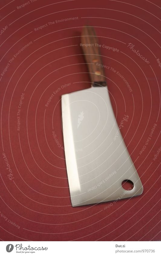 chop Messer Holz Metall glänzend braun silber Hackmesser Beil Fleischmesser Haushalt Haushaltsgerät Schneide Griff Edelstahl Dinge Schlachtermesser Farbfoto