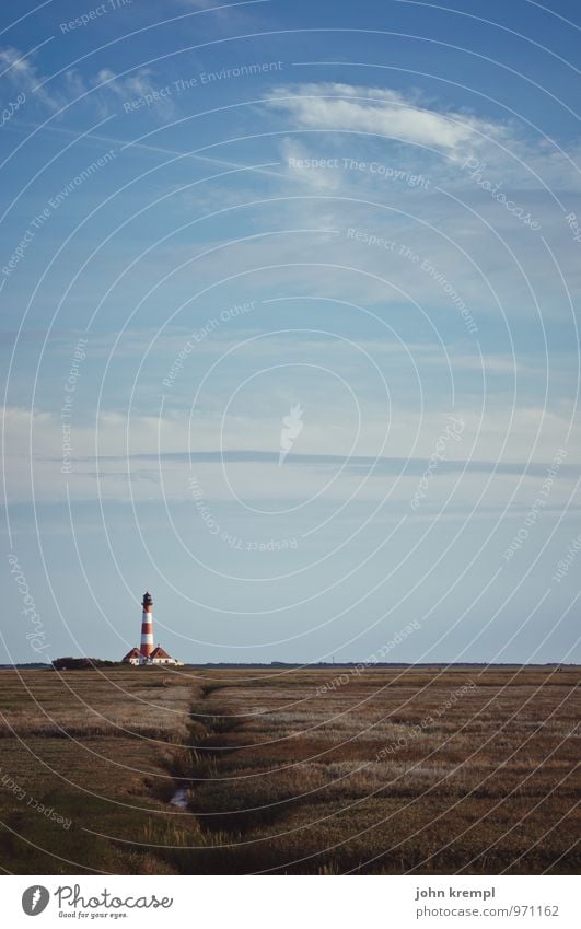 Westerhever Morgenlatte Himmel Leuchtturm Westerhever Leuchtturm stehen außergewöhnlich Bekanntheit blau braun Freude Lebensfreude Willensstärke Mut