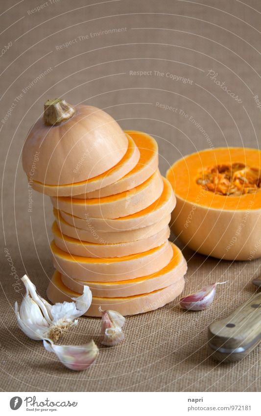 Butternut Kürbis Lebensmittel Gemüse Kürbiszeit Knoblauch Herbstgemüse Ernährung Bioprodukte Vegetarische Ernährung Slowfood frisch Gesundheit Billig lecker