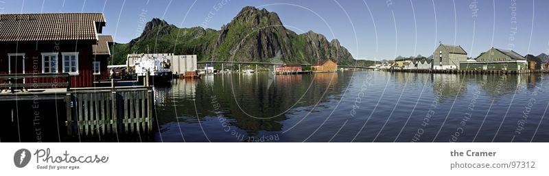 Svolvær Svolvaer Lofoten Panorama (Aussicht) Meer Norwegen Haus Horizont Küste Wolken Schifffahrt Wasser Hafen Berge u. Gebirge Himmel Insel groß