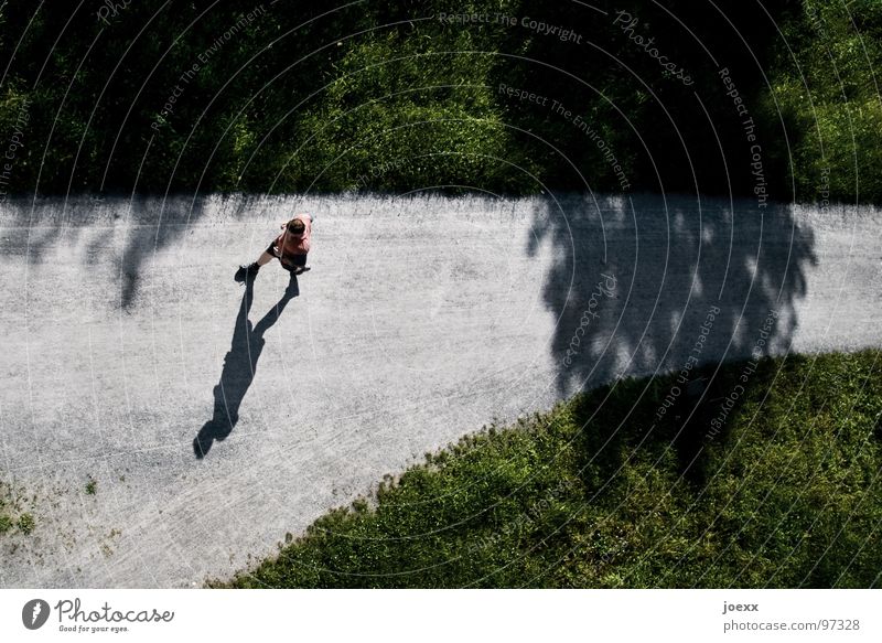 Absicht IV abbiegen Ausdauer Joggen Abzweigung geradeaus Gras Grenze Jogger Junger Mann Leichtigkeit Linientreue Am Rand rot dünn transpirieren Rausch T-Shirt