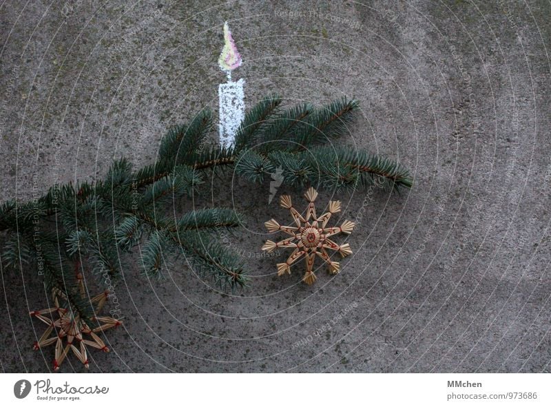 Licht Häusliches Leben Wohnung Weihnachten & Advent Floristik Dekoration & Verzierung Kerze Strohstern Feste & Feiern warten grau Stimmung Zufriedenheit