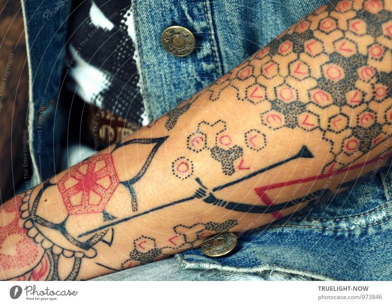 Tattoo 2 Lifestyle Design Freude schön Körper Haut Mensch feminin Junge Frau Jugendliche Leben Arme 1 18-30 Jahre Erwachsene Kunst Jugendkultur Subkultur Mode