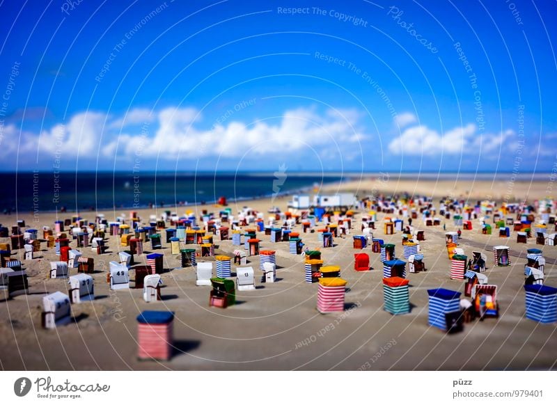 Borkum Beach Kur Ferien & Urlaub & Reisen Tourismus Sommer Sommerurlaub Sonnenbad Strand Meer Insel Landschaft Sand Himmel Wolken Horizont Schönes Wetter Küste