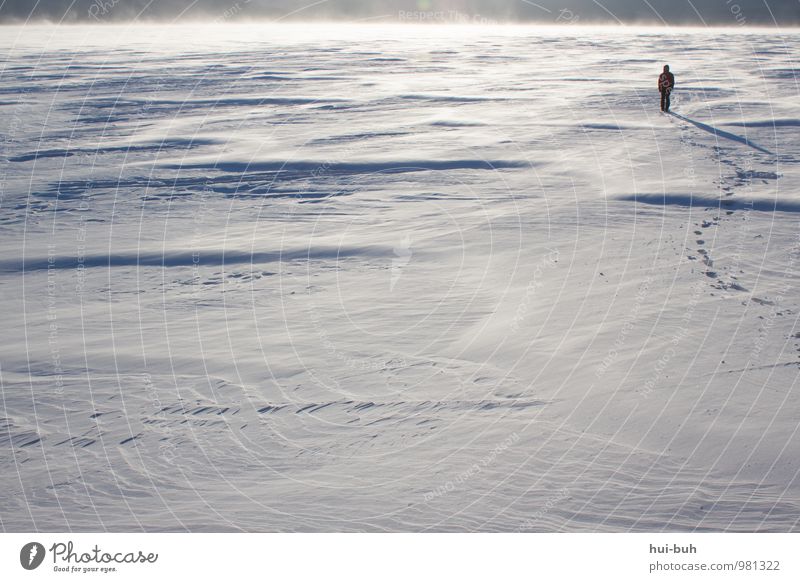 Schnee-Stapfen Ferien & Urlaub & Reisen Abenteuer Ferne Freiheit Expedition Winter Winterurlaub wandern Landschaft Horizont Sonne Sonnenlicht Eis Frost