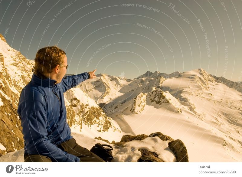 sieh mal da Winter Pause genießen träumen Aussicht Spuren Wintersport Großglockner Hohen Tauern NP Berge u. Gebirge Aplen Schnee Stein Felsen