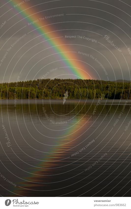 regenbogenspiegelung (mir fällt nix besseres ein...) Landschaft Himmel Gewitterwolken schlechtes Wetter See Pfeil dunkel Glaube Ewigkeit geheimnisvoll Horizont