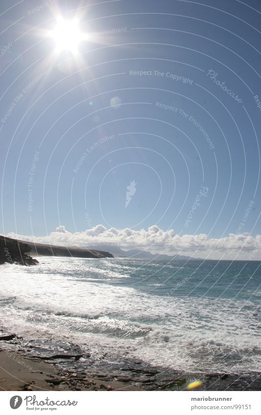 sonne und mehr - 02 Meer Fuerteventura Kanaren Wellen Sommer Ferien & Urlaub & Reisen Sonnenstrahlen Brandung Strand Schaum Himmelskörper & Weltall Wasser