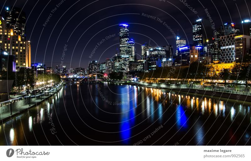 Melbourne, Australien Ferien & Urlaub & Reisen Tourismus Ausflug Freiheit Städtereise Expedition Nachtleben ausgehen Veranstaltung Wasser Nachthimmel Horizont