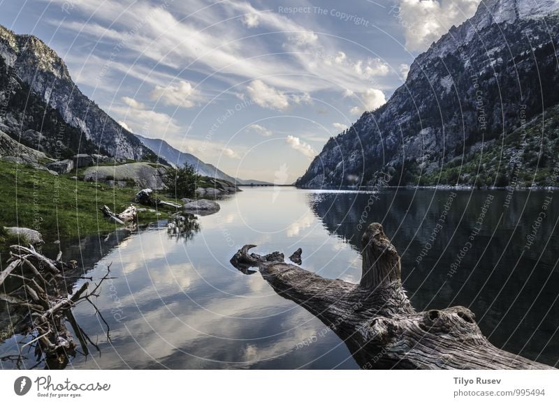 Allein im Wasser schön Sonne Natur Himmel Baum Wald Felsen natürlich blau grün Farbe Frieden fließen abwärts Aussicht Spanien Europa Beautyfotografie Pyrenäen