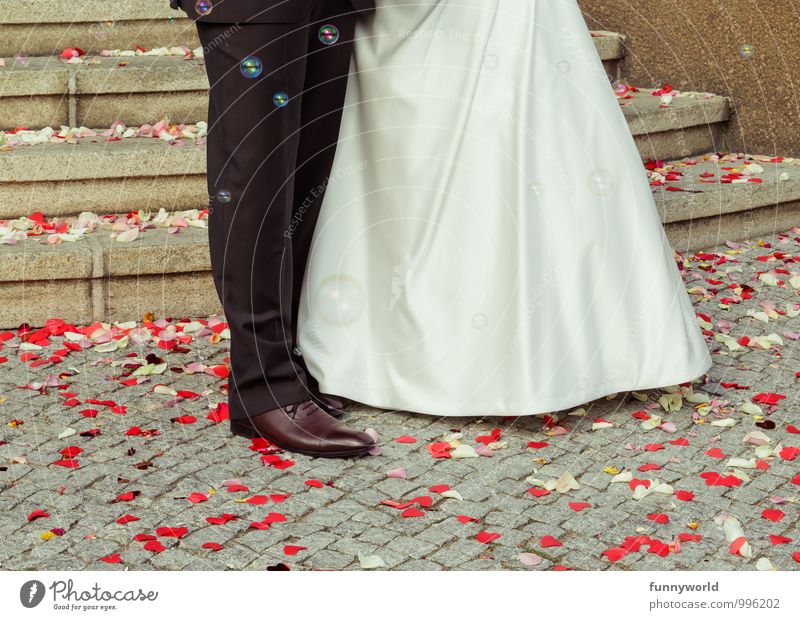 Startplatz zum... (Glück?) 2 Mensch Brautkleid Lebensfreude Liebe Treue Romantik Erwartung Blütenblatt Hochzeit Seifenblase Bräutigam Partner Rosenblätter