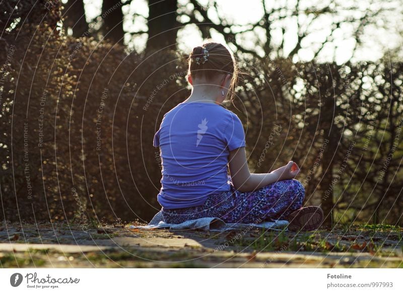 Entspannung Mensch feminin Mädchen Kindheit Körper Kopf Haare & Frisuren Rücken Arme Hand Umwelt Natur Landschaft Pflanze Urelemente Erde Herbst Sträucher