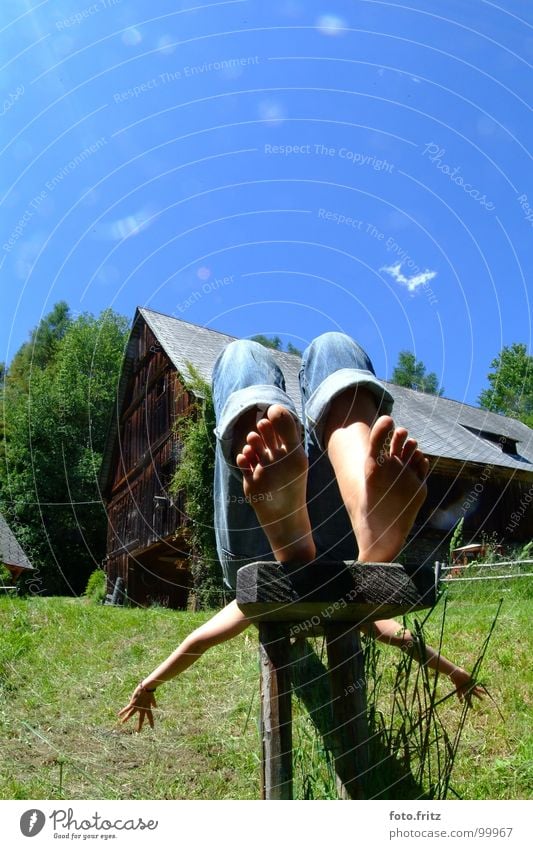 resting at the alp Frau Alm Erholung Wolken grün Österreich Himmel Fantasygeschichte Image Dame Leben Meditation Kraft springen Sommer Ferien & Urlaub & Reisen